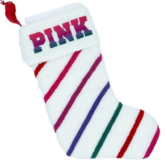 pink Limited Edition Sherpa Striped Christmas Stocking - Picture 8 of 9
